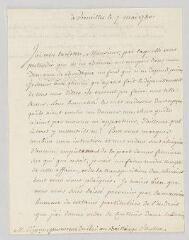 2 vues  - Vergennes, Charles Gravier, comte de. Lettre signée à M. Rigny.- Versailles, 7 mai 1780 (ouvre la visionneuse)