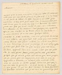 4 vues Villeneuve, Mme. Lettre autographe signée à Charles-Nicolas-Joseph-Justin Favart.- Strasbourg, 10 mars 1775