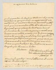 2 vues  - Denis, Marie-Louise Mignot, Mme. Lettre autographe signée à Mme Dijonval.- Genève, 14 février [1759 ?] (ouvre la visionneuse)