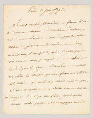 2 vues  - Suard, Jean-Baptiste-Antoine. Lettre autographe signée à N.- Paris, 11 juin 1793 (ouvre la visionneuse)