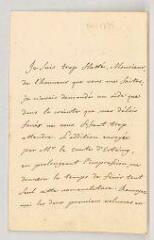 4 vues Bigex, Simon. Lettre autographe signée [au libraire Gabriel Cramer ?].- [Genève, vers 1767-1768]