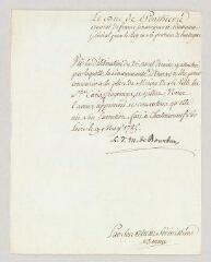 2 vues  - Penthièvre, Louis-Jean-Marie de Bourbon, duc de. Lettre signée.- Châteauneuf-sur-Loire, 9 mai 1785 (ouvre la visionneuse)
