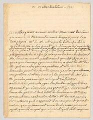 4 vues Denis, Marie-Louise Mignot, Mme. Lettre autographe à [Charles-Augustin de Ferriol, comte d’Argental].- Genève, 17 septembre [1755]