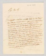 4 vues  - Talmay, Pierre Fijan de. Lettre autographe signée à Marie-Louise Mignot Madame Denis.- [s. l.], 8-9 octobre 1780. (ouvre la visionneuse)
