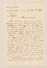 4 vues Basso, G[iuseppe]. Consul général d'Italie. Lettre autographe signée à Burkhard Reber. - Genève, 27 novembre 1899