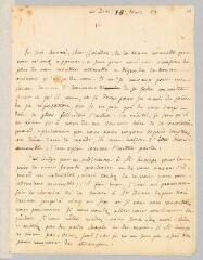 4 vues Rousseau, Jean-Jacques. Lettre autographe non signée à François Coindet.- 18 mars 1759.