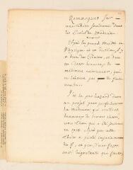 4 vues Remarques sur une thèse soutenue dans les Ecoles de médecine.- [1745 - février ou mars 1751].