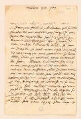 4 vues Rousseau, Jean-Jacques. Lettre autographe signée à Marianne-Françoise de Luze, née Warney.- 28 septembre 1762.