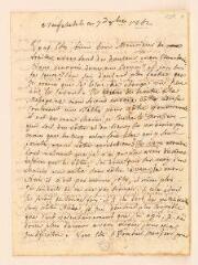 4 vues Marianne-Françoise de Luze, née Warney. Lettre autographe signée à Jean-Jacques Rousseau.- 7 octobre 1762.