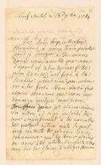 4 vues  - Marianne-Françoise de Luze, née Warney. Lettre autographe signée à Jean-Jacques Rousseau.- 13 novembre 1764. (ouvre la visionneuse)