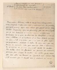 6 vues  - Rousseau, Jean-Jacques. Photocopie d\'une lettre autographe non signée à Louise-Rose de La Chaussade, comtesse de Berthier.- 7 juillet 1770. (ouvre la visionneuse)