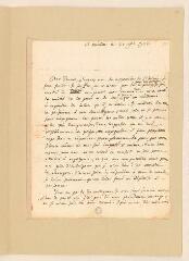 4 vues Rousseau, Jean-Jacques. Lettre autographe non signée à Jacob Vernes.- 21 novembre 1758.