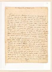 4 vues Rousseau, Jean-Jacques. Lettre autographe signée à Richard Davenport.- 1er août 1767.
