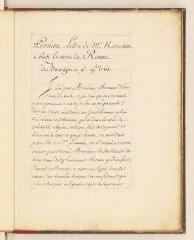 2 vues  - Rousseau, Jean-Jacques. Copie d\'une lettre à Claude Aglancier de Saint-Germain.- 9 novembre 1768. (ouvre la visionneuse)