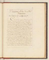 2 vues Rousseau, Jean-Jacques. Copie d'une lettre à Claude Aglancier de Saint-Germain
