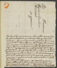 2 vues [Denis Marie-Louise]. Lettre autographe non signée à [François] Tronchin, à Genève.- [5 juin 1759]