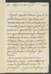 4 vues [Voltaire]. Lettre non signée, de la main de Jean-Louis Wagnière, à [François] Tronchin, rue des Chaudronniers, à Genève.- Mardi 22 mars 1763