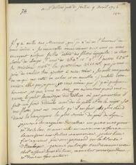 4 vues [Voltaire]. Lettre non autographe, non signée, le dernier alinéa autographe, à [Jean-Robert Tronchin].- Aux Délices près de Genève, 9 avril 1756