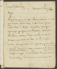 4 vues Turckheim, Jean de. Lettre autographe signée à MM Tronchin et Cie, à Lyon.- Strasbourg, 6 [récrit sur 4] janvier 1755 [récrit sur 1754] (taxe et marque postales)