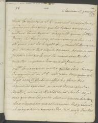 4 vues  - V[oltaire]. Lettre autographe, signée d\'une initiale, [à Jean-Robert Tronchin].- Lausanne, 13 janvier [1758] (ouvre la visionneuse)