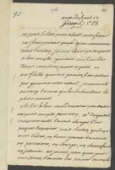 4 vues  - V[oltaire]. Lettre autographe, signée d\'une initiale, à J[ean-]Robert Tronchin.- Aux Délices, 17 avril (en surcharge sur : janv.) [1758] (ouvre la visionneuse)