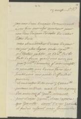 4 vues  - V[oltairel. Lettre autographe, signée d\'une initiale, à Jean-Robert Tronchin, à Lyon.- 15 août [1757] (taxe et marque postales) (ouvre la visionneuse)