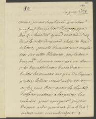 4 vues V[oltaire]. Lettre autographe, signée d'une initiale, [à Jean-Robert Tronchin].- 19 juin [1760]