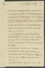 4 vues V[oltaire]. Lettre autographe, signée d'une initiale, [à Jean-Robert Tronchin].- 1er juillet [1761]