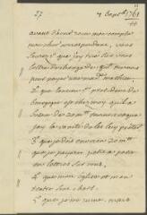 4 vues  - V[oltaire]. Lettre autographe, signée d\'une initiale, à [Jean-Robert] Tronchin.- 7 septembre [1761] (ouvre la visionneuse)
