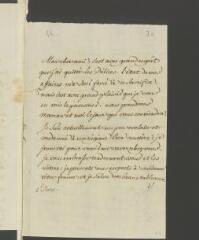 4 vues V[oltaire]. Lettre de la main de Jean-Louis Wagniere, signée d'une initiale, à François Tronchin, rue des Chaudronniers, à Genève.- 5 mars [1765]