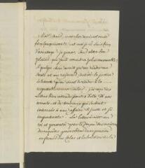 4 vues  - [Voltaire]. Lettre non signée, de la main de Jean-Louis Wagnière, à François Tronchin, rue des Chaudronniers, à Genève.- [16, 17 ou 18 mars 1765] (ouvre la visionneuse)