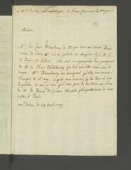 2 vues [Tronchin, François]. Copie non autographe, non signée d'une lettre, l'adresse autographe, à la veuve Olenschlager, à Francfort-sur-le-Main.- Aux Délices, 24 avril 1779