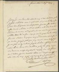 4 vues Lempereur. Lettre autographe signée à [François] Tronchin, place des Victoires, à Paris. Fontainebleau, 5 novembre 1734