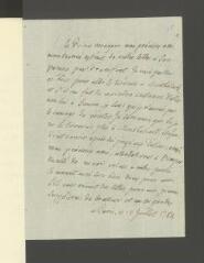 4 vues  - [Grimm, Friedrich Melchior]. Lettre autographe non signée [à François Tronchin].- Paris, 12 juillet 1784 (ouvre la visionneuse)