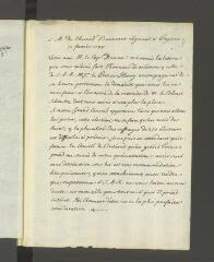 2 vues [Tronchin, François]. Copie autographe non signée d'une lettre à [Gabriel David] Chuard, banneret régnant, à Payerne. 12 février 1788