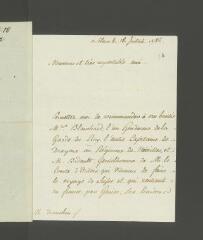 6 vues Gabard de Vaux, [Dominique]. Lettre autographe signée à [François] Tronchin.- Soleure, 18 juillet 1786