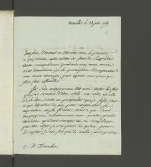 4 vues Hennin, [Pierre-Michel]. Lettre non autographe signée à [François] Tronchin.- Versailles, 28 juin 1787