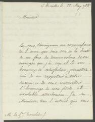 4 vues Gabard de Vaux, [Dominique]. Lettre autographe signée à [François] Tronchin.- Versailles, 22 mai 1784