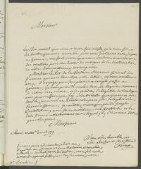 4 vues  - [Vernet, Joseph]. Lettre autographe non signée [à François Tronchin].- Paris, 28 avril 1779 (ouvre la visionneuse)