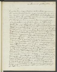 4 vues Vernet, [Joseph]. Lettre autographe signée à [François] Tronchin aux Délices, à Genève.- Paris, 25 juillet 1783 (taxe et marque postales)
