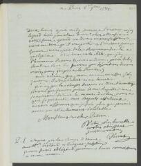 4 vues Vernet, [Joseph]. Lettre autographe signée à [François] Tronchin, à Genève.- Paris, 5 novembre 1784 (taxe et marque postales)