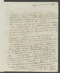 4 vues  - Huber, [Jean]. Lettre autographe signée à [François] \'Tronchin Fromaget, chez Mr Tronchin premier Médecin de S.A.S. Mr le Duc d\'Oléans, au Palais Royal, à Paris\'.- Cologny, 10 avril 1780 (ouvre la visionneuse)