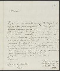 4 vues  - Beltzmeyer, [Johann Jacob]. Lettre autographe signée à [François] Tronchin, aux Délices, près Genève.- Berne, 30 juillet 1772 (taxe postale) (ouvre la visionneuse)
