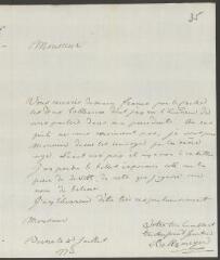 4 vues  - Beltzmeyer, [Johann Jacob]. Lettre autographe signée à [François] Tronchin, aux Délices.- Berne, 4 juillet 1773 (taxe postale) (ouvre la visionneuse)