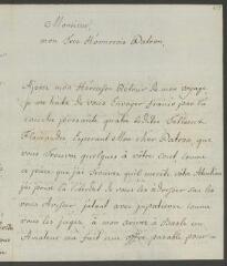 4 vues  - Funck, S[igmund] Em[anuel]. Lettre autographe signée [à François Tronchin].- Berne, 30 octobre 1778 (taxe postale) (ouvre la visionneuse)