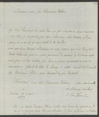4 vues  - Funck, S[igmund] Em[anuel]. Lettre autographe signée à [François] Tronchin, aux Délices, à Genève.- Berne, 7 novembre 1779 (taxe postale) (ouvre la visionneuse)