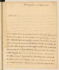 4 vues  - Rousseau, [Jean-Baptiste]. Lettre autographe signée à [Théodore] Tronchin, St Lucie Stecg, à Amsterdam\'.- Bruxelles, 26 février 1736 (taxe postale) (ouvre la visionneuse)