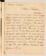 3 vues  - Boerhaave, H[ermann]. Lettre autographe signée à [Théodore] Tronchin.- Leyde, 28 février 1734 (en latin) (ouvre la visionneuse)