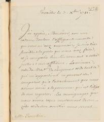 4 vues  - Vergennes, [Charles, Gravier, comte] de. Lettre de condoléances non autographe signée à [Jean-Robert (1741-?)] Tronchin.- Versailles, 3 décembre 1781 (ouvre la visionneuse)