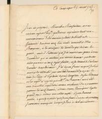 4 vues  - Bournonville, [Charles?] de. Lettre autographe signée [à Théodore Tronchin].- Compiègne, 5 août 1767 (ouvre la visionneuse)